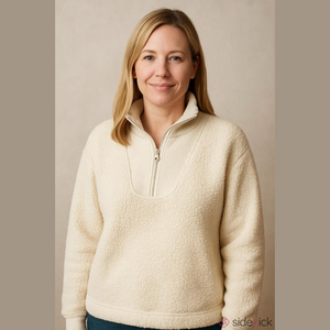 Size XL Aerie cream coloured Sherpa Quarter zip pull over sweater